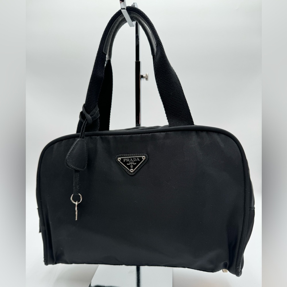 Prada - Authentic - Tessuto City Bag - Black Canvas with Lock & Key